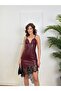 Lace Detailed Leather Mini Dress