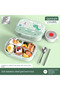 Kids Bento Lunch Box with Insulated Carry Bag – Cute Printed Leakproof Lunch Box for School, 4 Com - 3