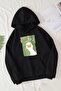 Unisex Duck Printed Hooded Black Sweatshirt Hoodie with Kangaroo Pocket