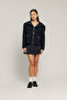 Mendeli Collar Jeans-Decorated Knitwear Cardigan