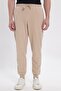 Men's Regular Fit Classic Cut Waist-Tie Jogger with Pockets Elasticated Cuffs Beige Sweatpants