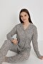Women's Leopard Print Buttoned Pajama Set – Long Sleeves, Elastic Waist, Comfortable Fit - 3