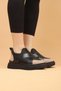 Nesica Black-Beige Colored Suede Leather Elastic Parachute Fabric Walking Shoes - 4