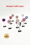 Wooden Traffic Signs 10 Pieces