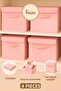 4Pcs-Pink with Lid Closet Laundry Toy Organizer Folding Storage Box with Lid30X30X30Cm