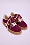 Bordo İki Bağcıklı Çift Kullanımlı Kadın Retro Spor Ayakkabı TAKSS25SN00009
