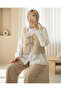 Lace-Up Front Trousers and Vest Double Linen Look Suit -Mink - 3