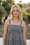 Strappy Gingham Patterned Summer Midi Length Women's Dress 1300 - 3