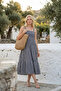 Strappy Gingham Patterned Summer Midi Length Women's Dress 1300