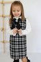 Girl's Black Vanessa Brooch Detailed Tweed Long Sleeve New Year's Eve Dress - 5