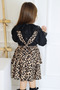 Girls' Helen Leopard Strap Dress Ruched Black Long Sleeve Blouse Set October 29 Show Outfit - 6