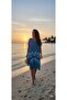 Petrol Blue Half-Sleeved Embroidered Peştemal Dress