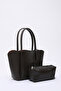 Brown Color Shk122 Faux Leather, Snap Fastener, Makeup Bag, Wallet, Hand, Arm and Shoulder Bag - 2