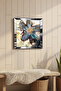 ساعة حائط مزخرفة من MDF بإطار فضي وتصميم أهنك أزرق - 4