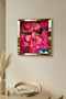 ساعة حائط ديكورية من MDF بإطار ذهبي وتصميم زهور حمراء - 5
