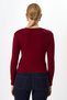 Burgundy Front Buttoned Crew Neck Long Sleeve Corded Fabric Women's Bodysuit 8270A - 5