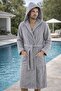 Cotton Velvet Hooded Unisex Bathrobe - 3