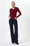 Burgundy Polo Collar Buttoned Long Sleeve Blouse 8222A - 3