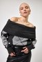 Anthracite - Light Gray Off-Shoulder Patterned Women's Knit Sweater 2123