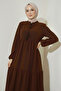 1627 Collar Lace-up Hijab Dress - E. Brown - 2
