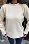 Ecru Contrast Rib Detailed Soft Textured Loose Knit Sweater - 4