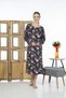 Estiva 23246-2 Top Button Long Sleeve Print Lycra Viscose Casual Dress - 2