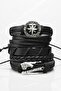 5 Pieces Real Leather Bracelet Premium Compass Scandinavian Viking Axe Figured Genuine Leather Bracelet