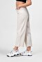 Women's Wide Leg Five-Pocket Fringed Stretch Fabric Cotton Trousers Ecru - 3