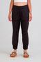 Women's Cotton Fabric Elastic Waist Elastic Leg Comfortable Cut Trousers Cotton Black - 3