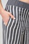 Elastic Waist Striped Palazzo Cotton Trousers Black Ecru - 7