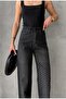 Women's Black Color Shiny Stone Special Design Jean Denim Pants - 2