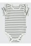 Striped Jacquard 1-18 Months Snap Fastener Bodysuit - Ecru 6-9 Months