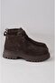 Seç 51464 Genuine Leather Men's Women's Boots Brown Suede - 5