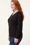 Women's Plus Size Black Blouse with Back Hoop Detail - 3