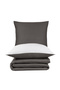 Satin 100% Cotton Single Duvet Cover Set Solid Color Anthracite - Cream - 4