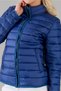 Women's Mock Neck Flato Pocket Waterproof Silicone Fiber Inflatable Mock Neck Coat Navy Blue - 7
