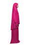 Practical Two Pieces Cotton Bat Sleeve Organic Hijab Prayer Dress with Headscarf - Fuchsia - 4