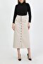 Full-Length Buttoned Hem Pocket Hijab Skirt Antique Ecru