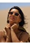 Corner Design Cream Frame Brown Glass Women's Sunglasses