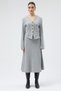 Gray Pocketed Buttoned Cardigan and Long Skirt Set 3109A - 2