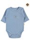 Organic Cotton U Sleeve 0-18 Months Snap Fastener Bodysuit - Blue
