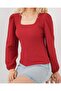 0442 Long Sleeve Blouse - Red - 4