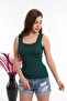 Women's Emerald Color Square Collar Strappy Knitwear Blouse Athlete - 3