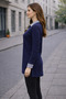 Women's Navy Blue Stone Detailed Zippered Polo Neck Women's Hijab Tunic - 4