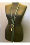 Green Braided Floral Leaf Women's Necklace 42 cm - 4