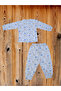 Children's Patterned Long Sleeve Pajama Set with Snap Buttons on the Shoulders - 2
