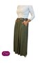 Italian Pleated Long Velvet Skirt with Belt Detail Italian Design - 3