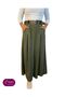 Italian Pleated Long Velvet Skirt with Belt Detail Italian Design - 2