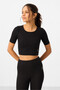 Black High Waist Capri-Crop T-Shirt Slim Fit Women's Leggings Suit - 95285 - 6