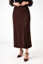 Leather Detailed Lined Pleated Portoriko Fabric Mother Skirt